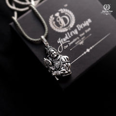 Lord Shiva With Trishul Pendant Chain Oxidised