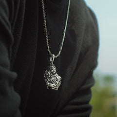 Lord Shiva With Trishul Pendant Chain Oxidised