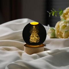 GAJANAN GANESH 3D CRYSTAL BALL LAMP BY MOKSHIMA (FREE 1 YEAR WARRANTY)