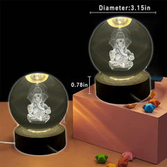 GAJANAN GANESH 3D CRYSTAL BALL LAMP BY MOKSHIMA (FREE 1 YEAR WARRANTY)