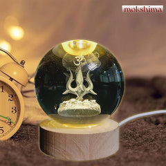 Trishul 3D Crystal Ball Lamp By Mokshima (FREE 1 YEAR WARRANTY)