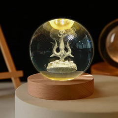 Trishul 3D Crystal Ball Lamp By Mokshima (FREE 1 YEAR WARRANTY)