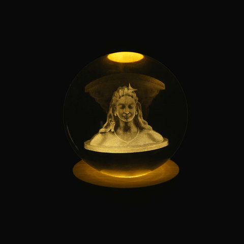 Adiyogi 3D Crystal Ball Lamp By Mokshima (FREE 1 YEAR WARRANTY)