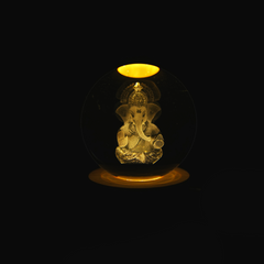 GAJANAN GANESH 3D CRYSTAL BALL LAMP BY MOKSHIMA (FREE 1 YEAR WARRANTY)